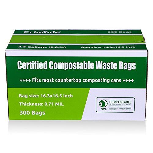 Buy Primode 100% Compostable Bags, 13 Gallon Food Scraps Yard Waste Bags,  50 Count, Extra Thick 0.87 Mil. ASTMD6400 Compost Bags Small Kitchen Trash  Bags, Certified By BPI And TUV Now! Only $