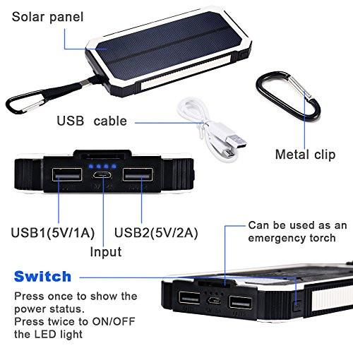 Emergency Preparedness Solar USB Charging Rechargeable 6 LED Light