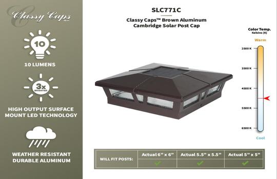 Classy Caps Cambridge Aluminum 6x6 Solar Post Cap Lights Solar