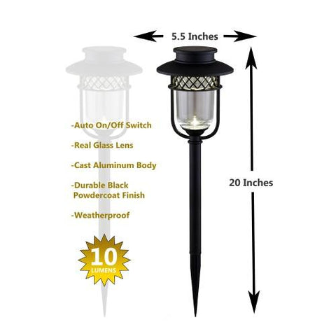 Solar Powered Path Light in Black Stainless Steel 2 Pack 10 Lumens - Solar Us Shop