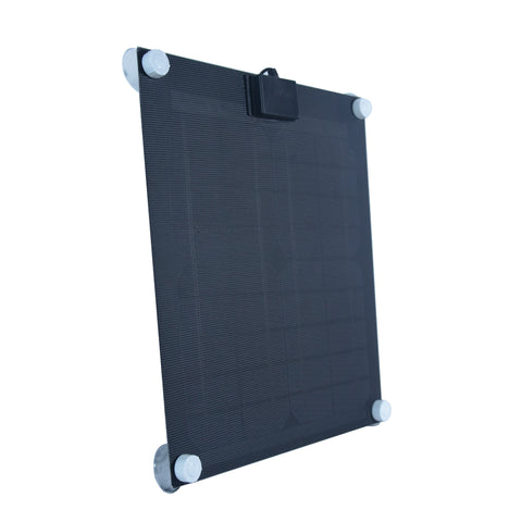 Nature Power 15W Semi Flexible Monocrystalline Solar Panel angled with suction cups