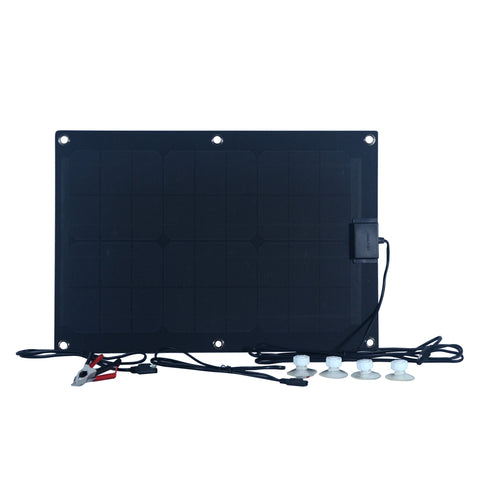 Nature Power 25W Semi-Flex Monocrystalline Solar Panel for 12V Charging With All Connectors and Suction Cups for installation