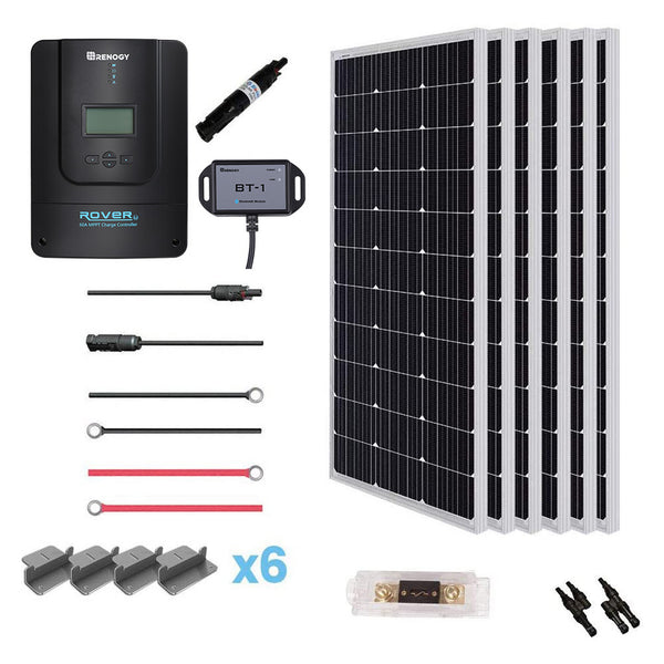 Renogy 600W 12V Monocrystalline Premium Solar Kit Rover 60A - whole set