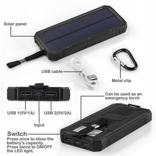 20000 mah Solar Battery Charging Bank For Phones Tablets Solar