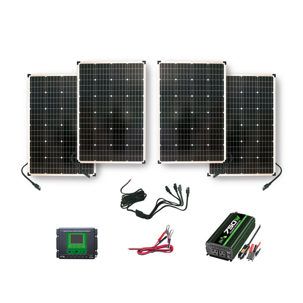 Solar Power Kit - 440 Watts of Solar, 750-Watt Power Inverter and 30-Amp Charge Controller