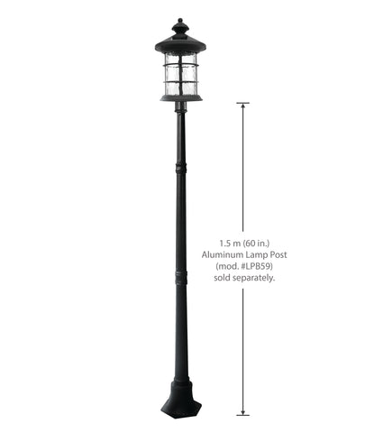 Classy Caps Black Aluminum Hampton Solar Lamp with 60_ Lamp Post Sold Separately