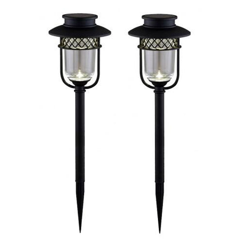 Solar Powered Path Light in Black Stainless Steel 2 Pack 10 Lumens - Solar Us Shop