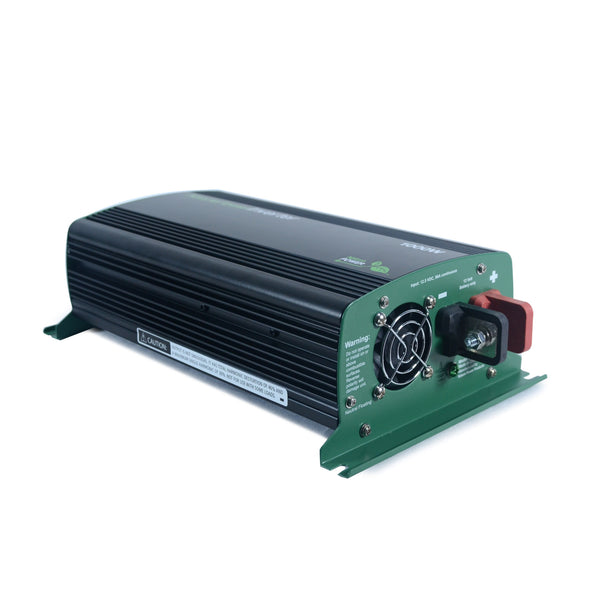 Nature Power 12V, 1000W Modified Sine Wave Inverter angled back battery connection view