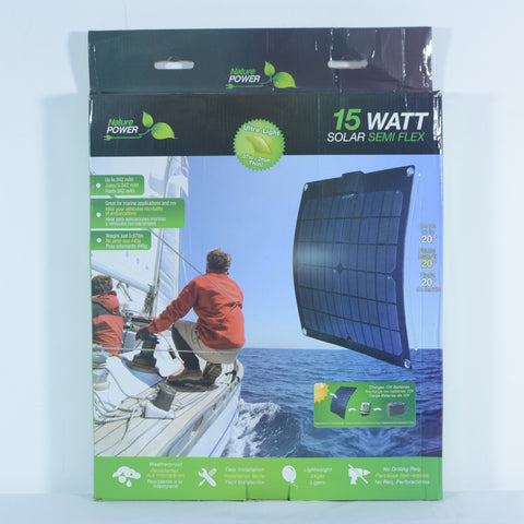Nature Power 15W Monocrystalline Solar Panel for 12V Charging Packaging Front