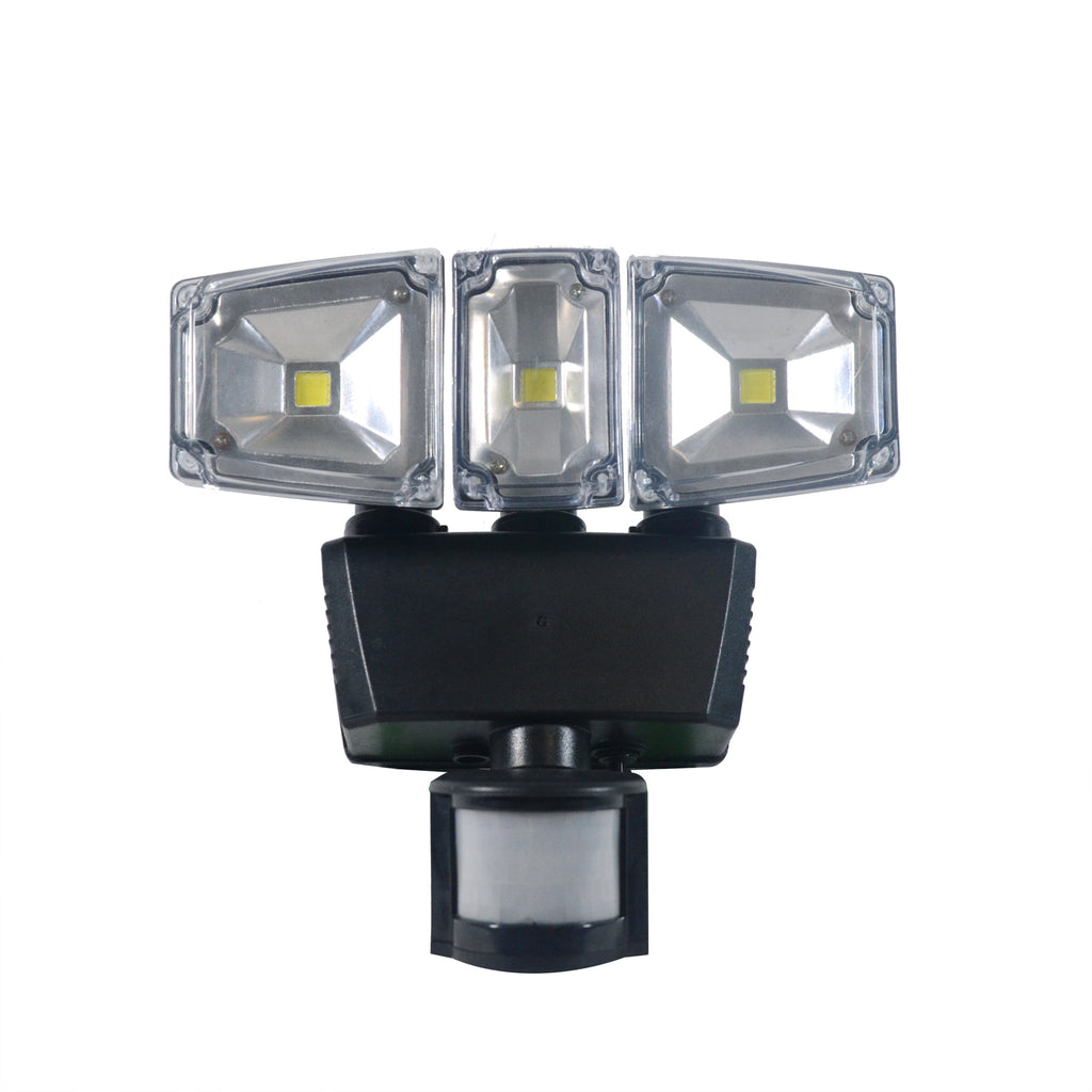 FORCETEKDATA Ultra Bright COB LED 1200 Lumens 180 Degree Triple Head Solar  Powered Motion Sensor Security Light with Advance Technology