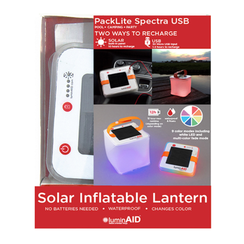 LuminAID PackLite Spectra USB Inflatable Color-Changing Solar Lantern Flashlight - Solar Us Shop